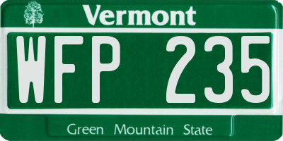 VT license plate WFP235