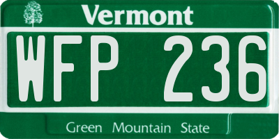 VT license plate WFP236