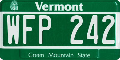 VT license plate WFP242