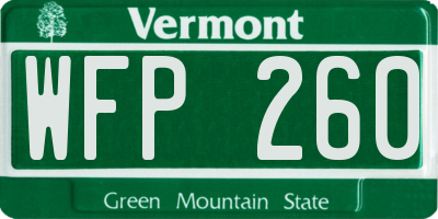 VT license plate WFP260