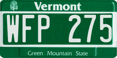 VT license plate WFP275