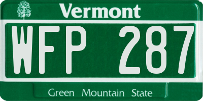 VT license plate WFP287