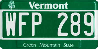 VT license plate WFP289