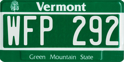 VT license plate WFP292