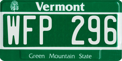 VT license plate WFP296