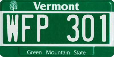 VT license plate WFP301