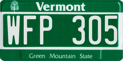 VT license plate WFP305