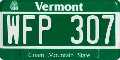 VT license plate WFP307