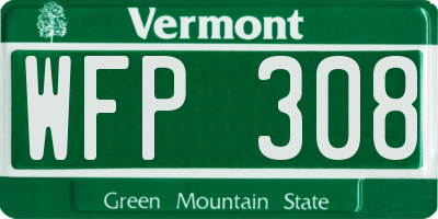 VT license plate WFP308