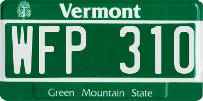 VT license plate WFP310