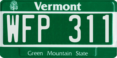 VT license plate WFP311