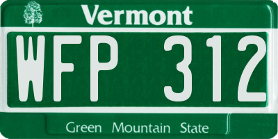 VT license plate WFP312