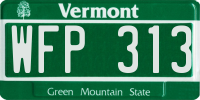 VT license plate WFP313