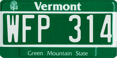 VT license plate WFP314