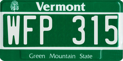 VT license plate WFP315