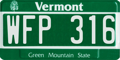 VT license plate WFP316