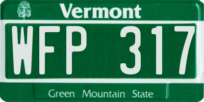 VT license plate WFP317