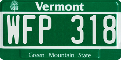 VT license plate WFP318