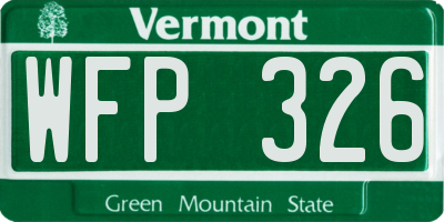 VT license plate WFP326