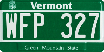 VT license plate WFP327