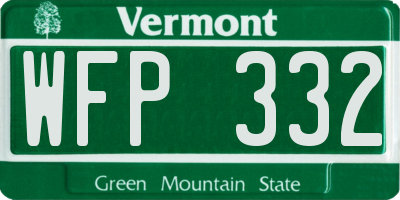 VT license plate WFP332