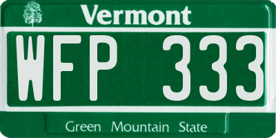 VT license plate WFP333