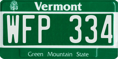 VT license plate WFP334