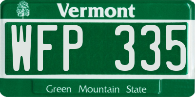 VT license plate WFP335