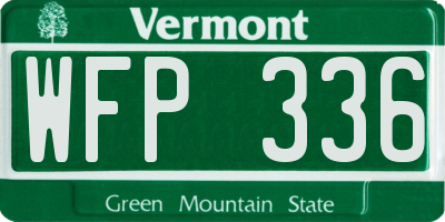 VT license plate WFP336