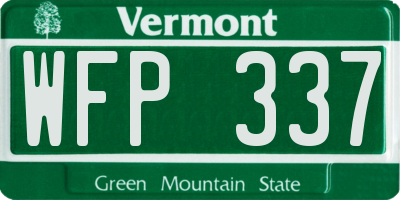 VT license plate WFP337