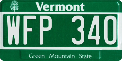VT license plate WFP340