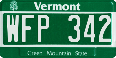 VT license plate WFP342