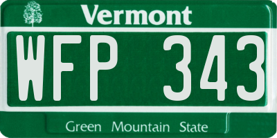 VT license plate WFP343