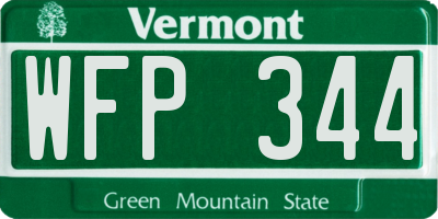 VT license plate WFP344