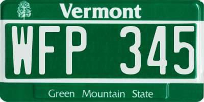 VT license plate WFP345