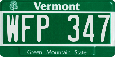 VT license plate WFP347