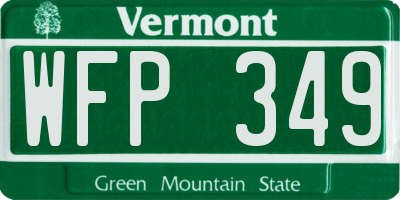 VT license plate WFP349