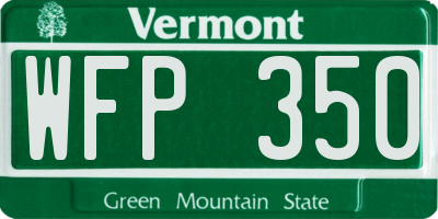 VT license plate WFP350