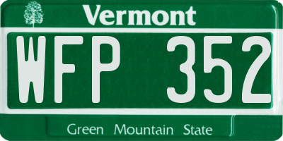 VT license plate WFP352