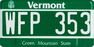 VT license plate WFP353