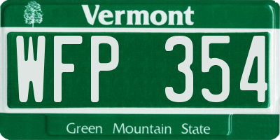 VT license plate WFP354
