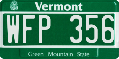 VT license plate WFP356