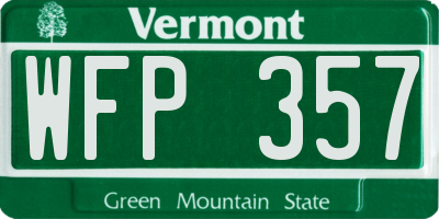 VT license plate WFP357