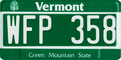 VT license plate WFP358