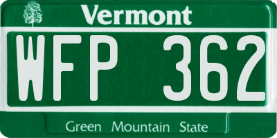 VT license plate WFP362