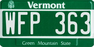 VT license plate WFP363