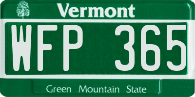 VT license plate WFP365