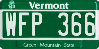 VT license plate WFP366