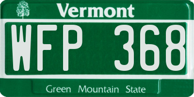 VT license plate WFP368