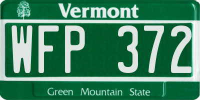 VT license plate WFP372